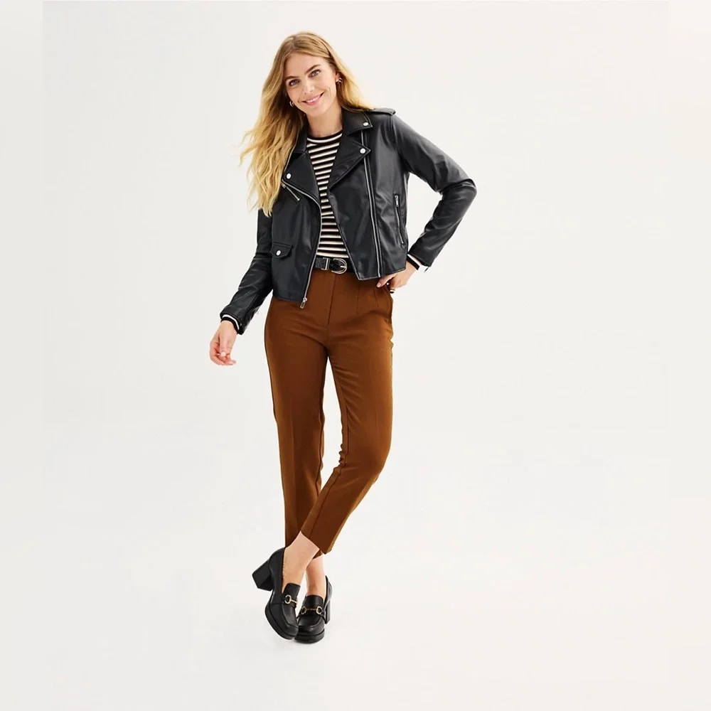 NWT Nine West Faux-Leather Moto Jacket Size XS - Picture 4 of 9